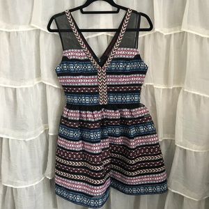 Bebe Embroidered Organza Fit & Flare Dress